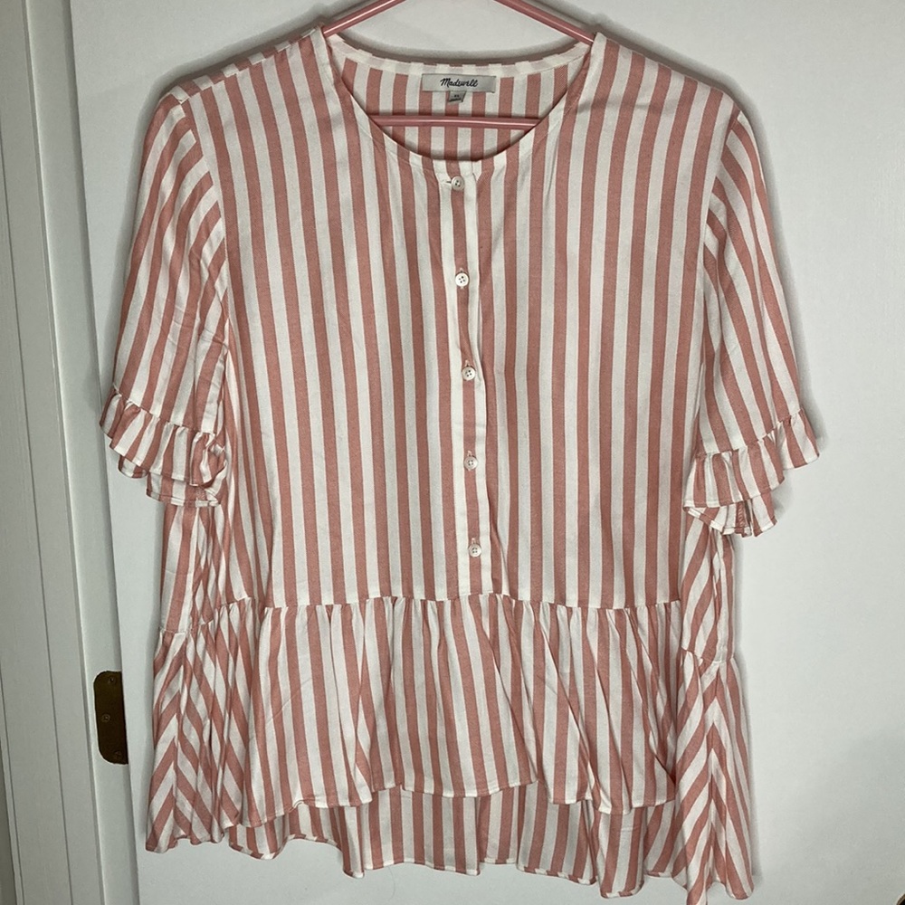 Madewell XL ruffle striped shirt. Size XL